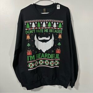 Don’t hate me because I'm Beardiful Crewneck Ugly Christmas Sweater Medium